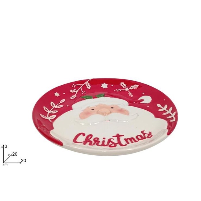 PIATTO 20CM VISO BABBO NATALE IN CERAMICA
